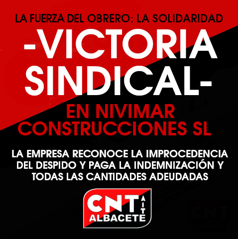 Victoria sindical contra la empresa Nivimar Servicios de Construcción SL por parte del SOV Albacete